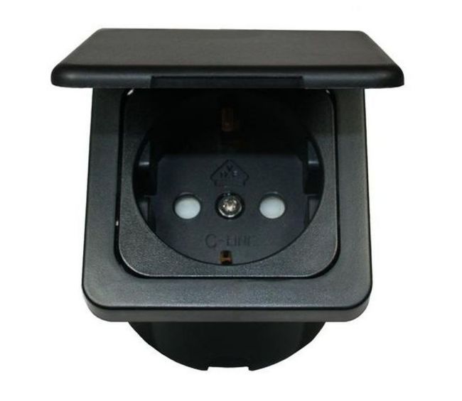 Gniazdo C-line 230V + klapka + isobox czarne - Haba
