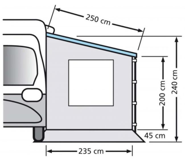 Ścianka boczna z oknem do markizy kampera Sidewall Campers 235x200/240 cm - EuroTrail