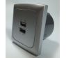 Gniazdo C-line USB podwójne 3,1 A + ramka + isobox srebrne - Haba