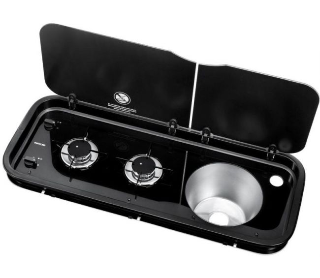 Kuchenka 2-palnikowa ze zlewozmywakiem i szklaną pokrywą Seria 111 - Thetford