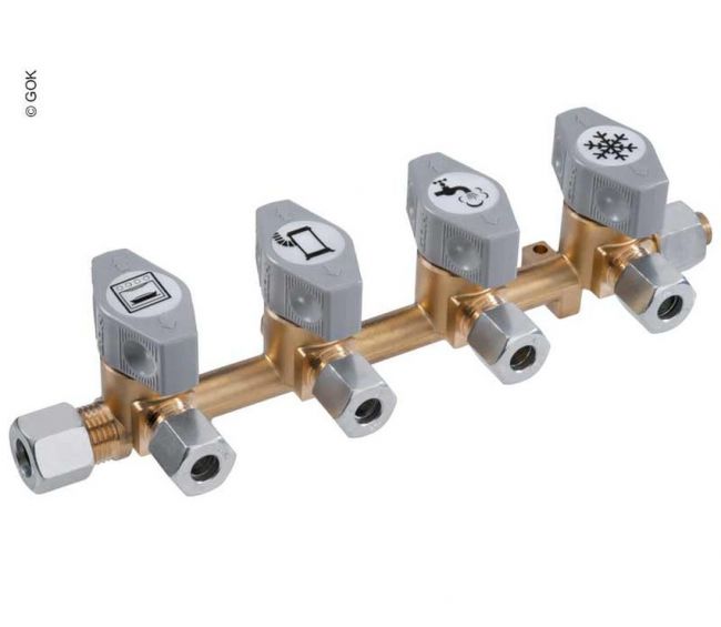 Zawór gazowy poczwórny 8 mm - Gok