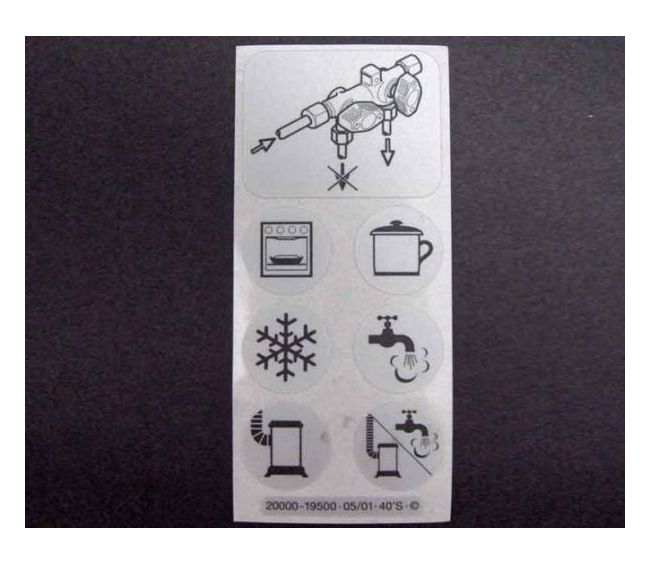 Naklejki symbole na zawór gazowy VK - Truma