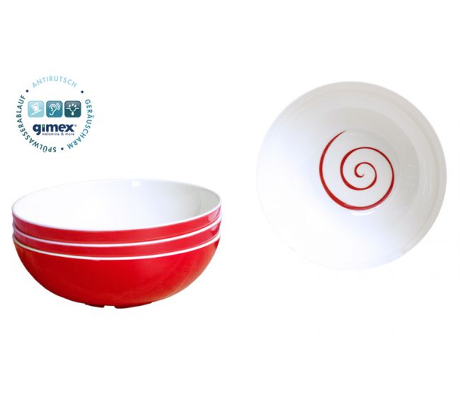 Miski Classic Line Twist 4 szt. 600 ml czerwone - Gimex OUTLET
