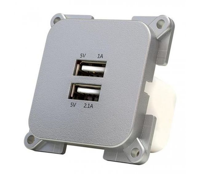 Gniazdo C-line USB podwójne 3,1A srebrne - Haba