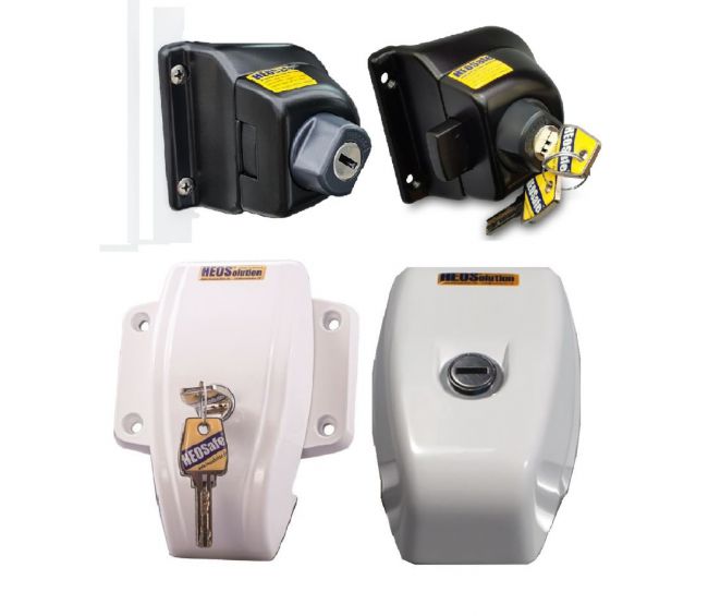 Zamki bezpieczeństwa do kabiny Ford Transit od 2014 + zabezpieczenie drzwi HEOSystem biały - HEOSolution