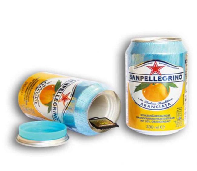 Sejf - skrytka w formie puszki napoju San Pellegrino Orange