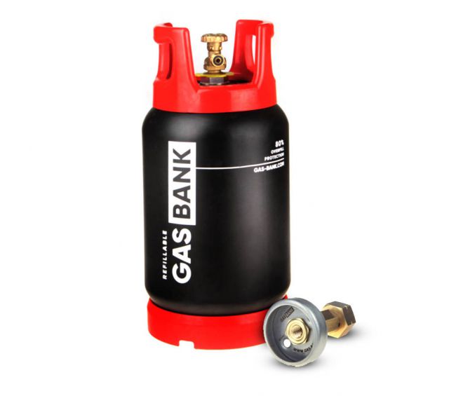 GasBank Single SLIM 5kg OPD 80% + Adapter tankowania z zaworem zwrotnym
