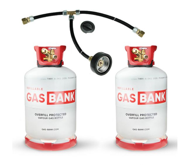 2 x GasBank LS DUO 11 kg + zestaw do zdalnego tankowania (2.5m) DISH