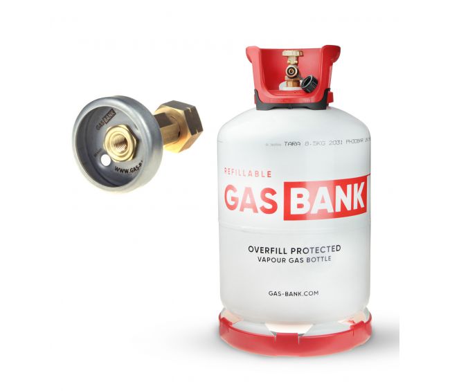 GasBank LS 11 kg + adapter z zaworem zwrotnym do tankowania DISH (Polska, Chorwacja, Francja, Włochy)