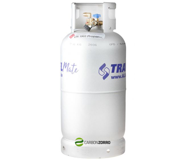 Aluminiowa butla gazowa ALUGAS TRAVEL Mate - 14kg (33 Litry) z zaworem odcinającym 80% OPD
