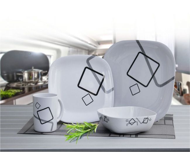 Zestaw obiadowy z melaminy Cuneo 16 cz. - Camp4 OUTLET