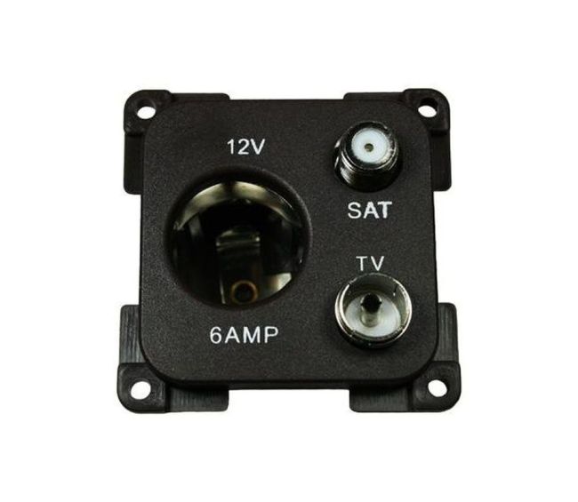 Gniazdo C-line 12V + ant + sat czarne - Haba