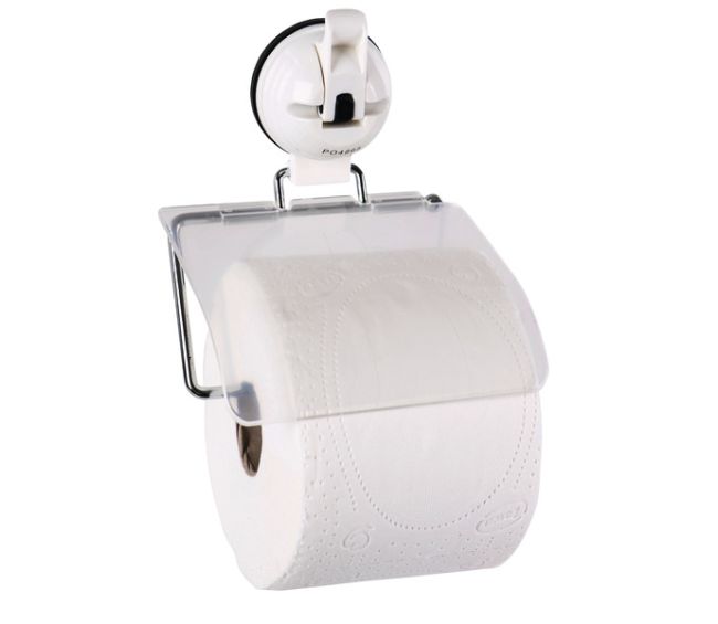 Uchwyt na papier toaletowy z przyssawką biały