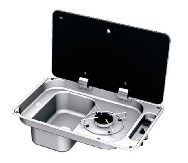 Kuchenka 1- palnikowa ze zlewozmywakiem szklana pokrywa - Can OUTLET