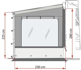 Ściana boczna prawa Side W Pro 230 cm do markizy F45s F80s rafter okno - Fiamma