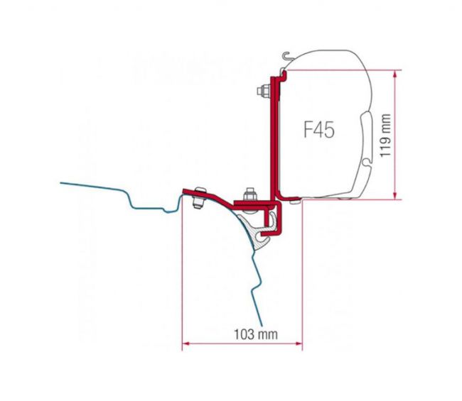 Adapter do markizy F45 Kit Multirail Reimo VW T5/T6 - Fiamma