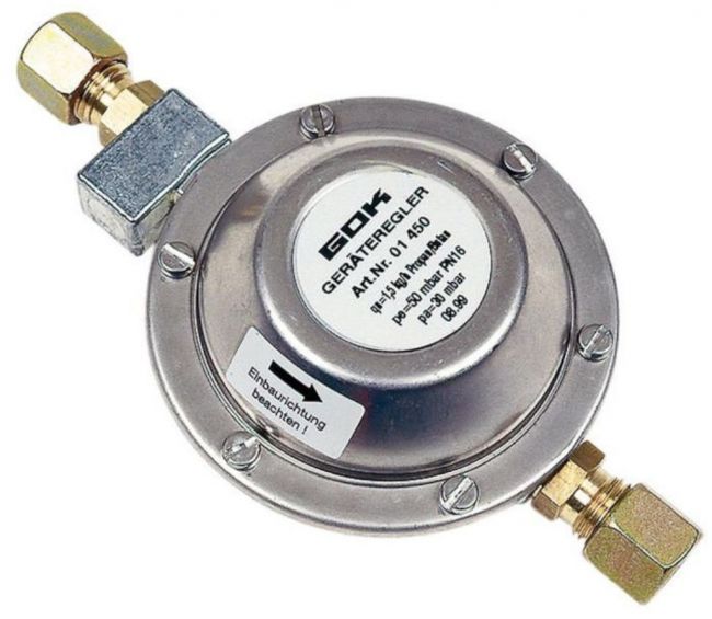 Reduktor gazu 50/30 mbar 1,5 kg/h RVS8 x RVS8 - Gok